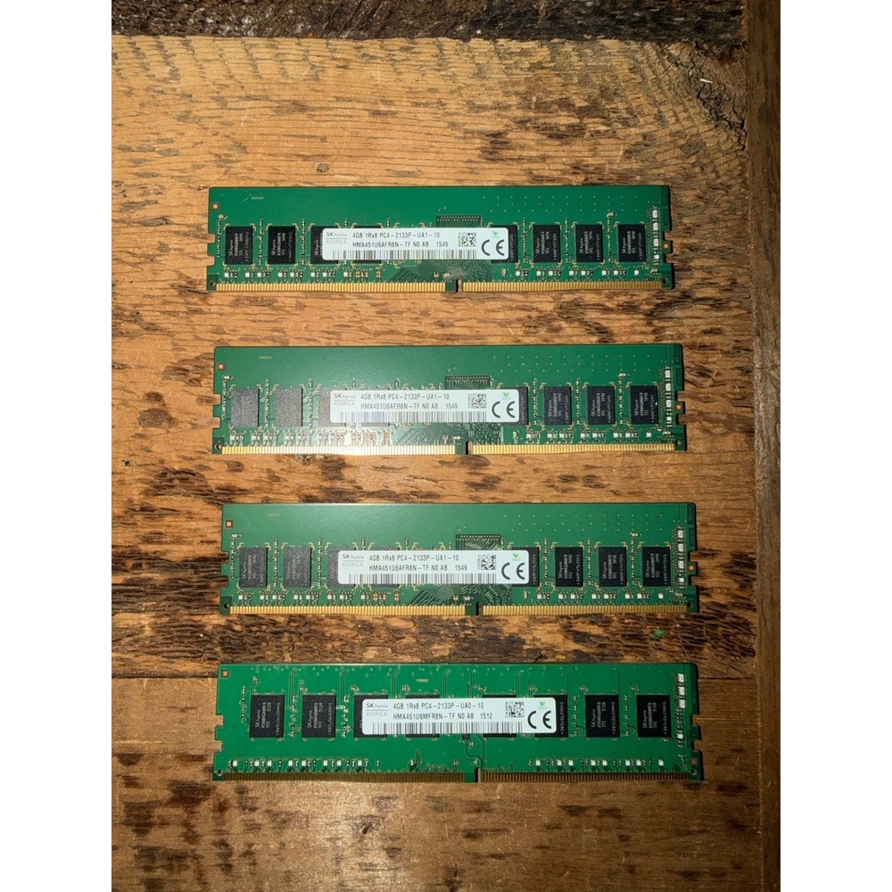 Lot Of 4 SK Hynix 4GB 1Rx8 PC4-2133P-RD0-10 HMA451R7MFR8N - For Desktop/Servers